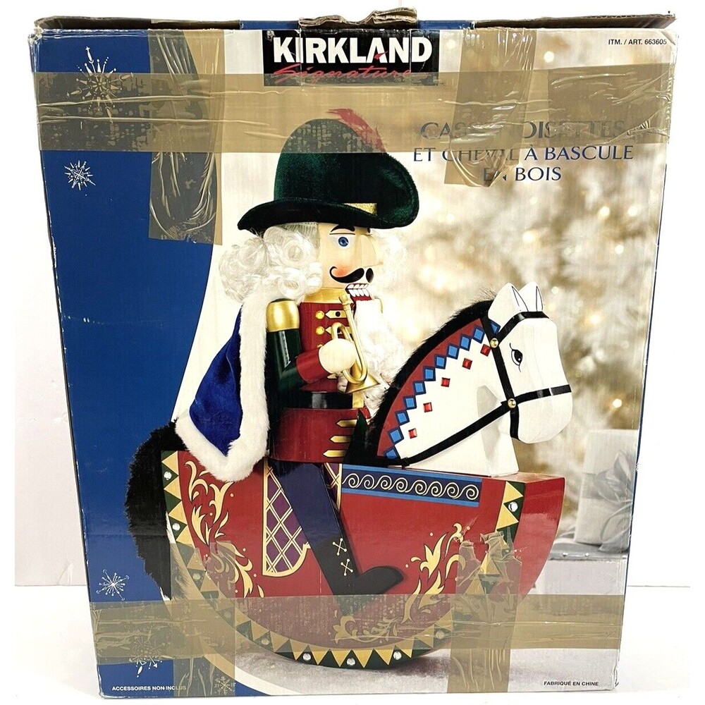 Kirkland Santa Wooden Rocking Horse Nutcracker Christmas Decor Costco Large 18"